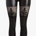 Faux Leather And Lace Tights Black Photo 0