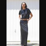 LNA Clothing Elettra Black Sequin Column Maxi Skirt M Photo 6