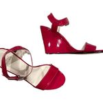 Stuart Weitzman NEW RED PATENT LEATHER WEDGE ANKLE STRAP SANDAL SHOES 7.5 Photo 1