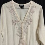 Avenue  Button Front Embroidered Sequined Elegant Pearl Color Cardigan size 14/16 Photo 0