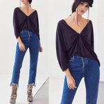 Silence + Noise URBAN OUTFITTERS  Dark Gray Stretch Jersey Twist in Time Knot Top Photo 1