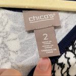 Chico's White Blue & Purple Floral Print Sleeveless Top Womens M Sweater Knit Photo 6