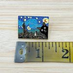Starry Night Black Cat Soft Enamel Pin, Starry Night Vincent Van Gogh Pin Blue Photo 3