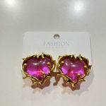 Vintage style Jelly Purple Heart Crystal Glazed Love Metal heart Zircon‎ … Pink Photo 4