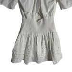 Thakoon White Eyelet Smocked Short Sleeve Cut Out Summer Mini Dress Size 0 Photo 10