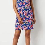NWT ALYX Blue Red Pink Floral Sleeveless Sheath Mini Dress Hibiscus Flower New Size 4 Photo 0