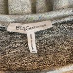 BCBGeneration  Sweater Womens XXS Gray Black Lace Shoulders Peplum Hem Photo 6