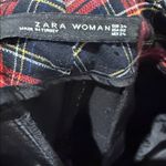 ZARA  Red and Black tartan Plaid Cropped ankle Pants 2 Photo 3