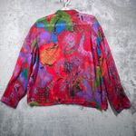 Chico's  Shirt Large Additions Art To Wear Bright Abstract Crinkle Sheer Button Up Photo 2