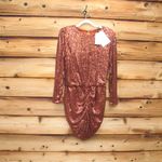 Retrofete Size L Sequin Long Sleeve Mini Dress Brown Size L Photo 3