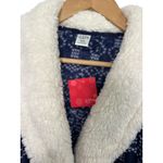 New Ulta Beauty Robe Womens S M Blue White Sherpa Belted Fleece Fair Isle Cozy Photo 2