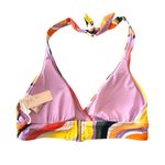 Anne cole  Marilyn Banded Halter Bikini Top Removable Cups Striped Colorful L Photo 2