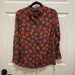 Cotton On Black & White Polka Dot Orange Floral Button Down Top Photo 0