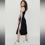 Maje $340  paris Split And Contrasting Ribbed Dress formal party designer classic Photo 2