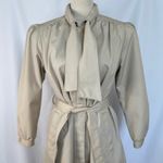 Vintage 80's Sophisticate Miss Trench Coat Tie Neck Belted Long Sleeveā Women 8 Tan Photo 1