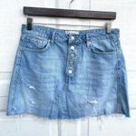 We The Free Free People  Womens Skirt Blue Denim Button Fly Distressed Fray 29 Photo 0