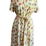 Karin Stevens Vintage Butter Yellow Floral Waist Tie A Line Dress Size 12 Photo 0