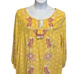 Charter Club Charter Club Women Midi Dress XL Yellow Embroidered Floral Boho Cottagecore Photo 3