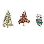 Bundle of 3 Christmas / holiday brooches Gold Photo 4