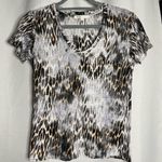Maje Cheetah Print Linen V Neck T Shirt Small Photo 0