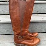 Timberland EK Savin Hill Brown Leather Tall Riding Boots Buckles Elastic Photo 0