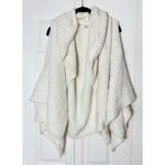 Ivory Sherpa Soft Cozy Shawl Open Front Poncho Cardigan Sweater One Size White Size undefined Photo 2