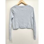 Kendall + Kylie Cropped Sweater Light Blue Size Small V-Neck Ribbed Long Sleeve Photo 7