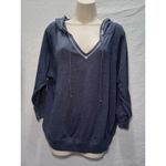 Make + Model  women blue hoodie large pullover v‎ neck drawstring Photo 3
