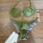 Adriana Degreas Seashell Solid Strapless Bikini GREEN Pistachio Womens Size Medi Size M Photo 0