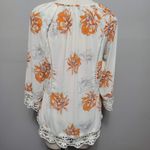 Anthropologie Gibson Latimer ivory orange floral peasant blouse size medium Photo 5