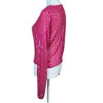 Chelsea and Violet Pink Sequin Top Festive Boxy Layering Semi Sheer Sz Small NEW Photo 1