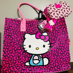Hello Kitty  Large Pink Tote Bag Set w/ Mini Backpack | Sanrio Cute Bow Print NWT Photo 0