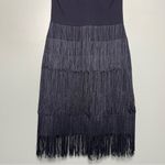 David Meister  Fringe Cocktail Dress Women’s Size 2 Navy Blue Gatsby 1920s Party Photo 5