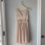 Jessica Howard  Lace Chiffon Midi Dress Beige Neutral Photo 5