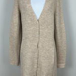 J. McLaughlin Duster Cardigan Sweater Womens Small Beige 100% Wool Snap Button Photo 0
