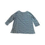 Talbots Black White Shell Print Abstract Lace 3/4 Sleeve Lace Top XL Photo 2