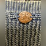 Free People  One blue Jolene waffle knit 1/4 button vneck mini dress Photo 5