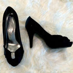 Michaelangelo  size 8 m black‎ heels pumps with sparkly accent at toes peep toe Photo 0