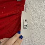 AFRM LOS ANGELES Desani Rhinestone Dotted Ruched Miniskirt Size Medium BNWT Red Photo 2