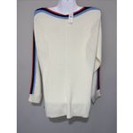 Talbots T by  Cream Long-Sleeved Tipped Striped Sweater Women's Size Medium NWT Photo 4