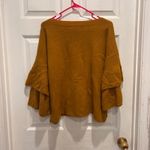Madewell Women's Mustard Yellow Sweater Size L Ruffle Sleeve Knit Pullover Photo 3