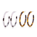 Boutique Handmade Ash Blonde Tortoise Shell Hoop Earrings, 50cm Photo 10