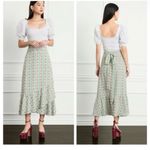 Hill House The Mirabel Skirt in Green Linear Floral Poly Crepe Size Small NWT Photo 1