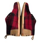 Toms Womens Plaid Felt On Leather Flannel Mid Top Bota Boots Red Black Size 8 Photo 1