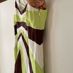 Yves Cossette Spaghetti Strap Color Block Slip Dress Lemon Brown Beige Size 8. Green Photo 4