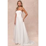 Lulus NWT Eternal Gratitude White Floral Embroidered Strapless Maxi Dress Sz S Photo 4