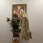 Max Studio  Women Top Size L Smocked Pleated Ties Waist Babydoll Pullover V-Neck Photo 2