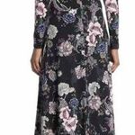 AFRM X NORDSTROM Delilah Dark Floral Cut Out Back Midi Dress Size XS Black Photo 1