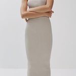 ZARA Neutral Ribbed Knit Midi Tank Dress Beige Bodycon Minimalist Size Large Photo 0