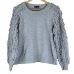 1. State  Fringe Sleeve Sweater Womens S Gray Crew Neck Cotton Boho Indie Cozy Photo 0